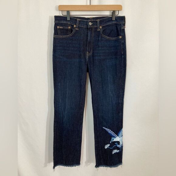 Polo Ralph Lauren Jeans Women’s 28 Blue Denim Chrystie Kick Flare Crop - Picture 2 of 13